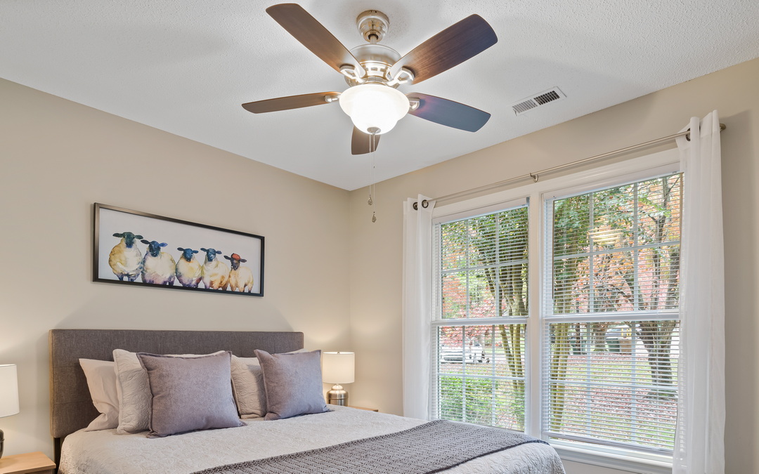 Ceiling fan in bedroom