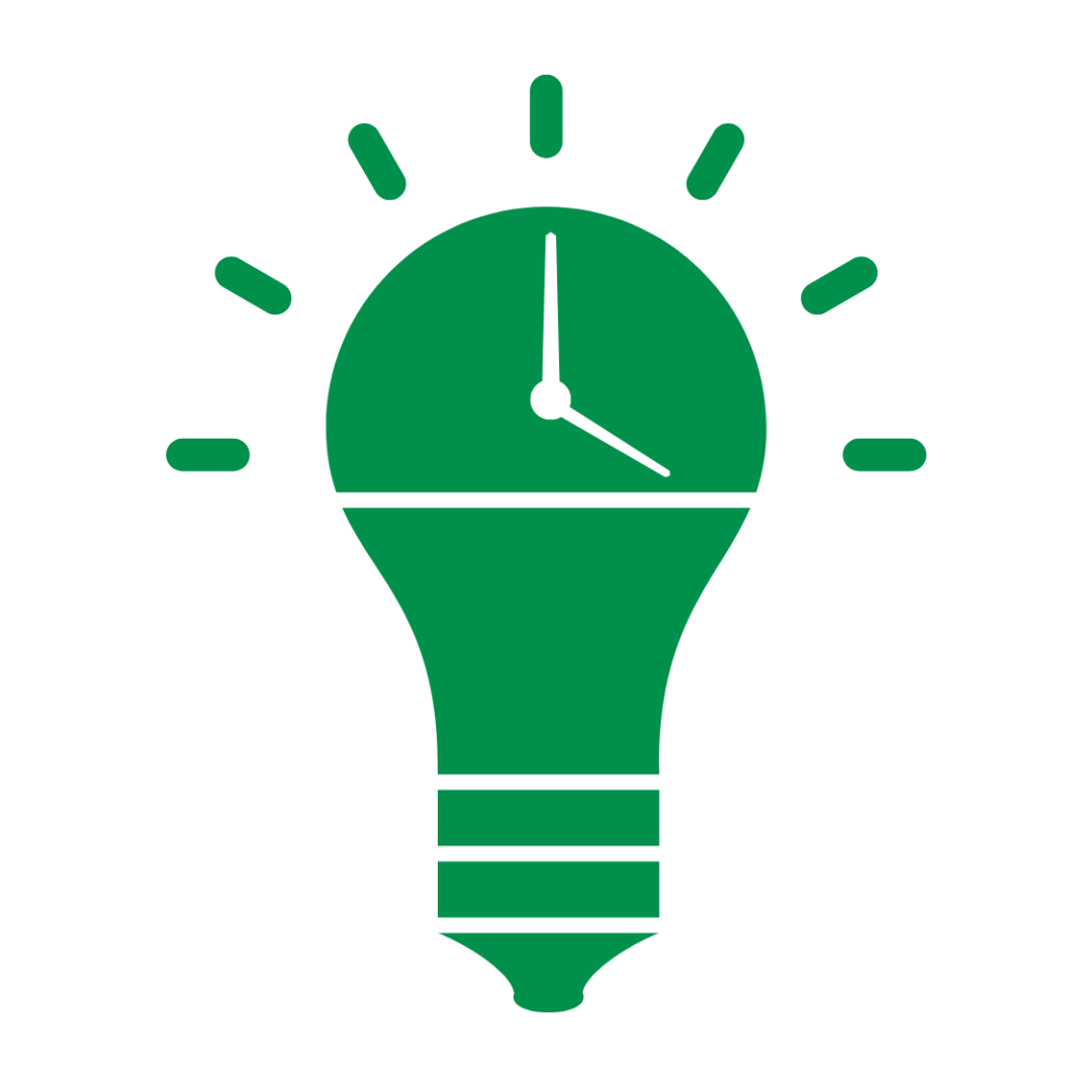 LED Lightbulb Icon with Clock Hands