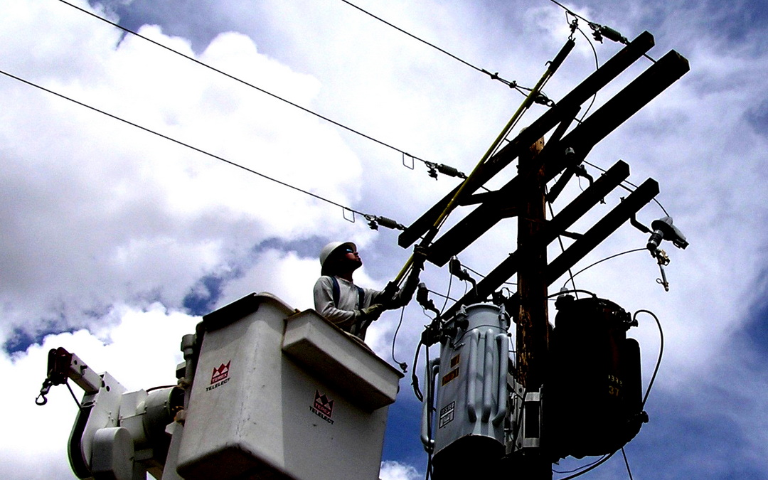 Working on a power line