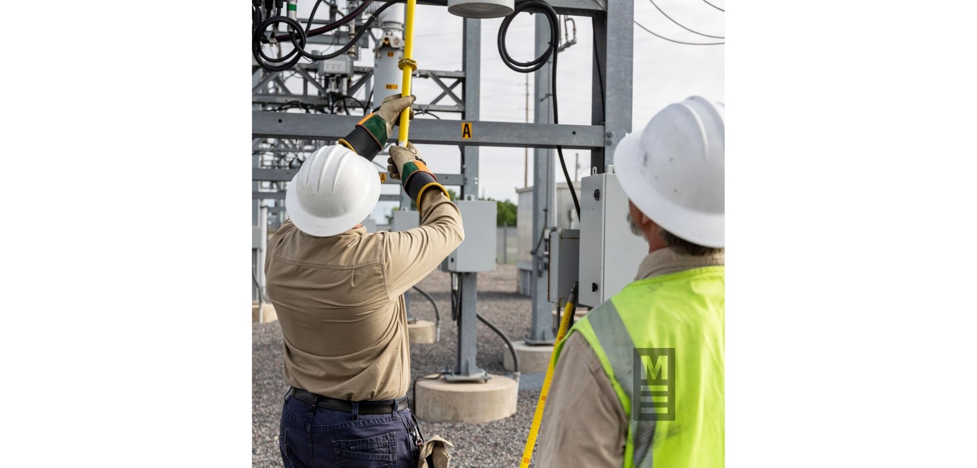 lineworkers at a substation