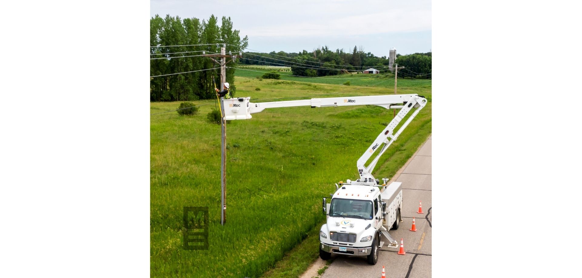 working on overhead power lines